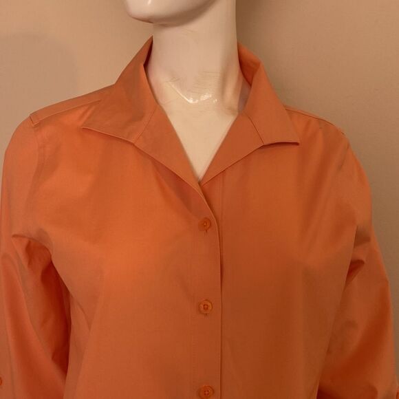 Chico’s No-iron Button Down Blouse with Convertible Sleeves Apricot Size 0 - Picture 2 of 8